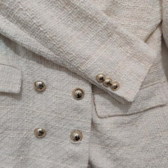 Zara Womens Cotton Tweed Long Sleeve Double Breasted Blazer size XL - Picture 3 of 15